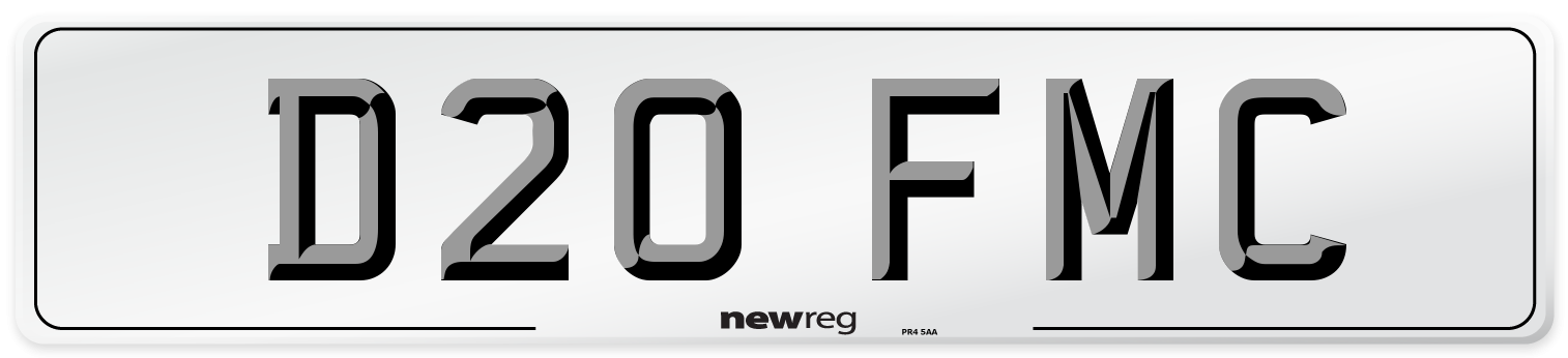 D20 FMC Number Plate from New Reg